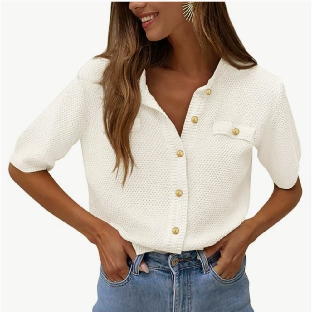 NWT PrettyGarden Button-Down  with Gold Buttons Size L - Picture 3 of 12